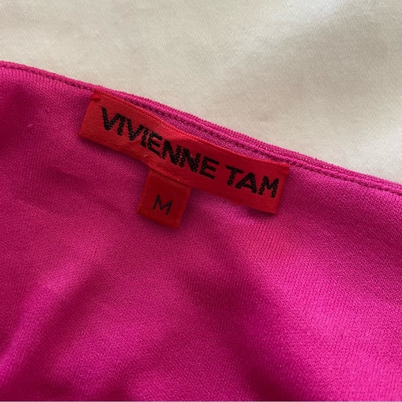 Vintage Vivienne Tam Women’s Fuchsia Pink Mesh Floral Shift Dress Size Medium - Picture 3 of 8